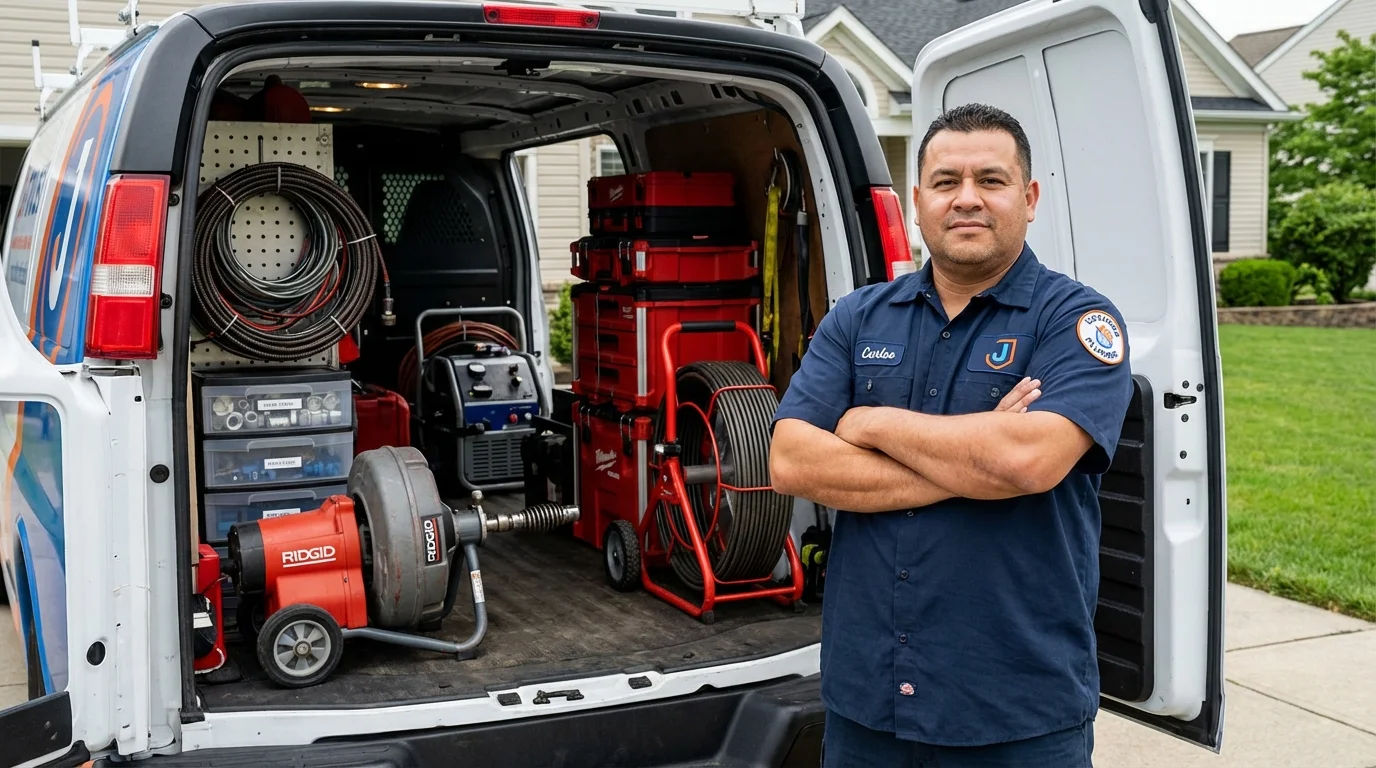 Professional drain cleaning equipment and Johns Plumbing LLC plumber in Terra Alta