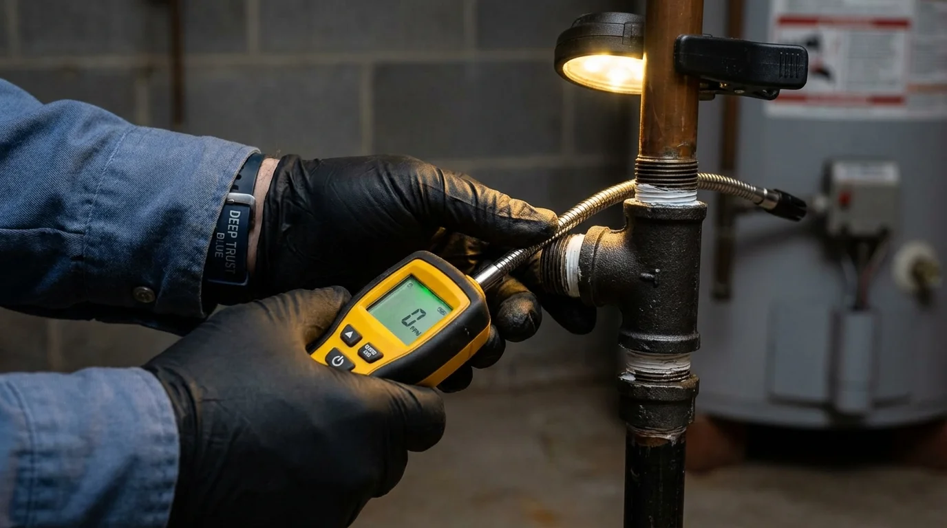 Gas leak detection with electronic sniffer by Johns Plumbing LLC in Terra Alta