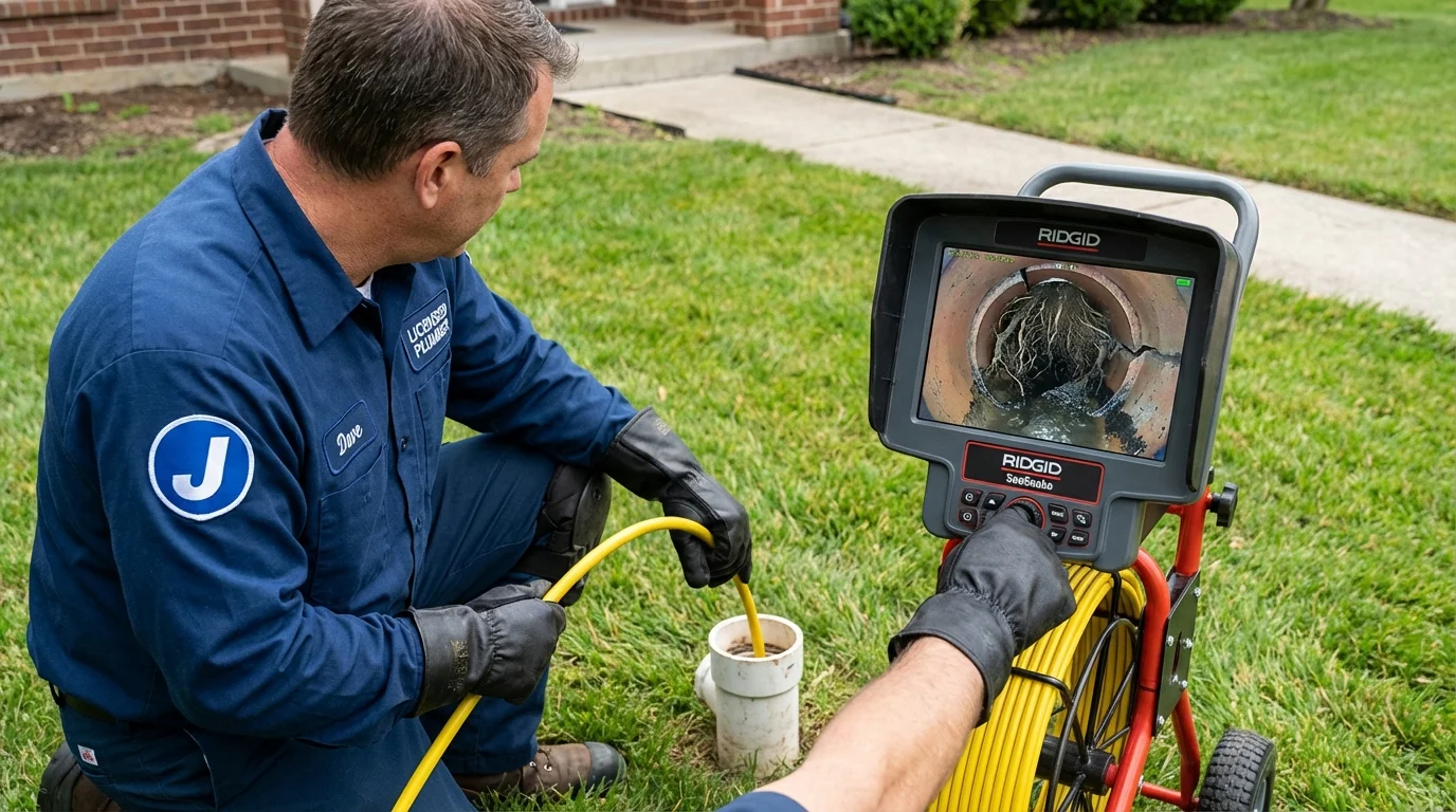Sewer camera inspection being performed by Johns Plumbing LLC in Terra Alta