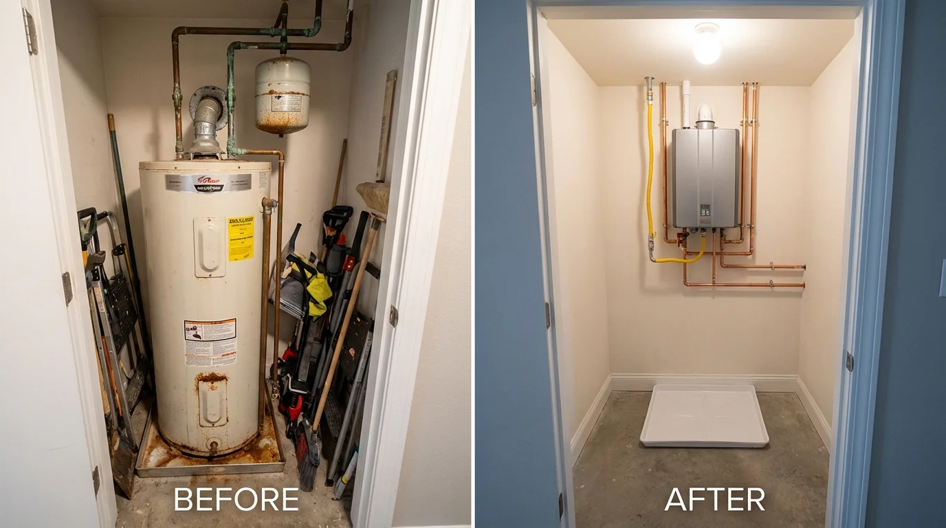 Tank water heater versus wall-mounted tankless unit comparison for Terra Alta, WV homeowners
